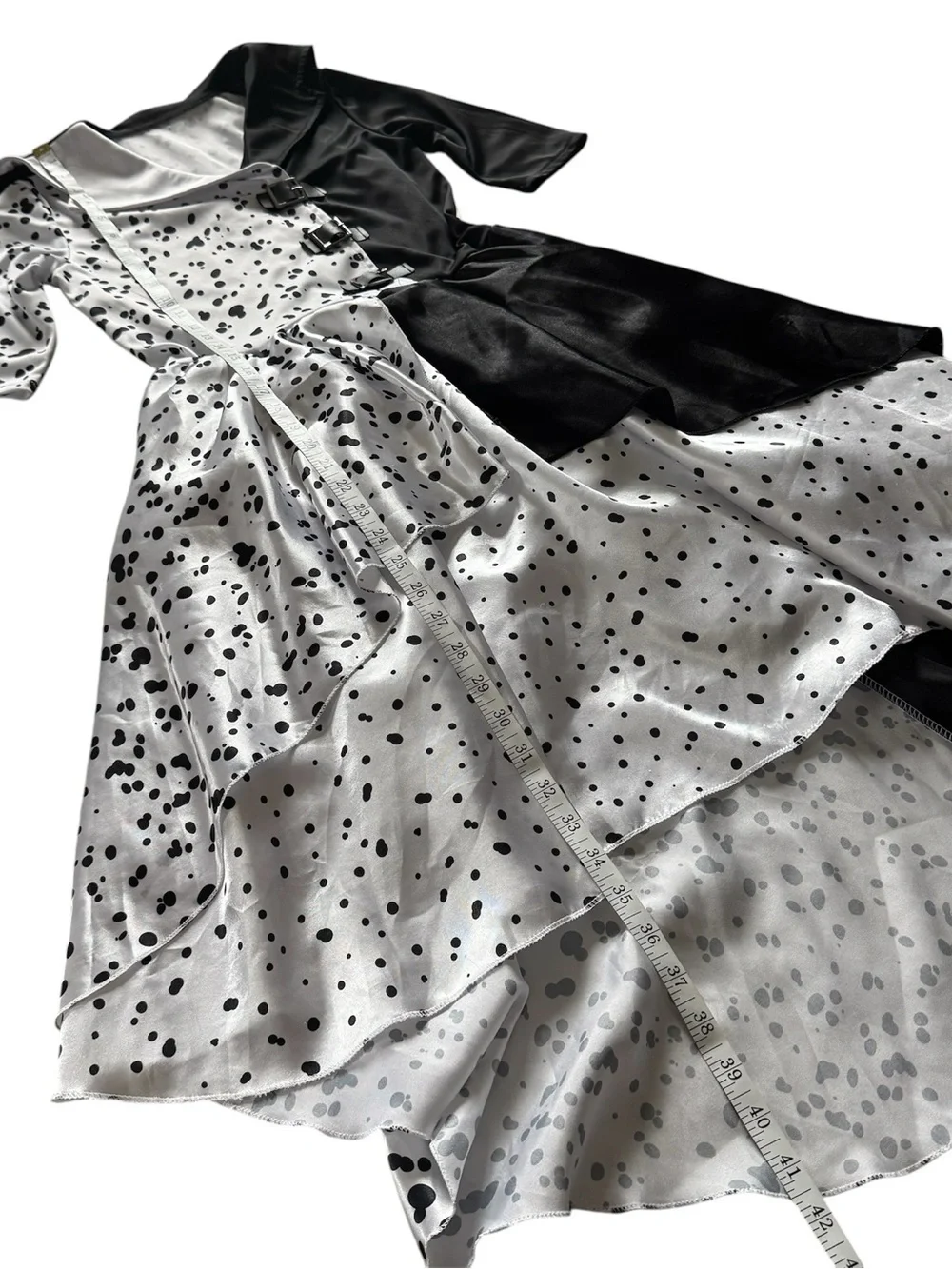 Cruella De Vil Costume Girls M Black White Dalmatian Dress Halloween
